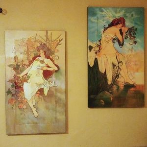 Alphonse Mucha canvas artwork hand painted Summer and Autumn Seasons art